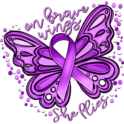 Inspirational Butterfly Ribbon On Brave Wings She Flies