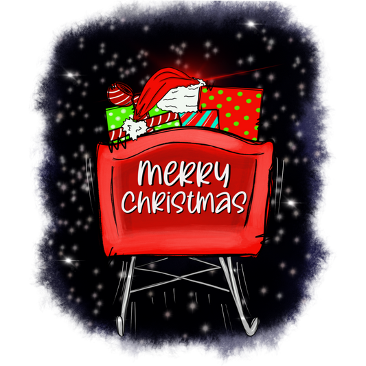 Festive Merry Christmas Santa Sleigh Holiday Print