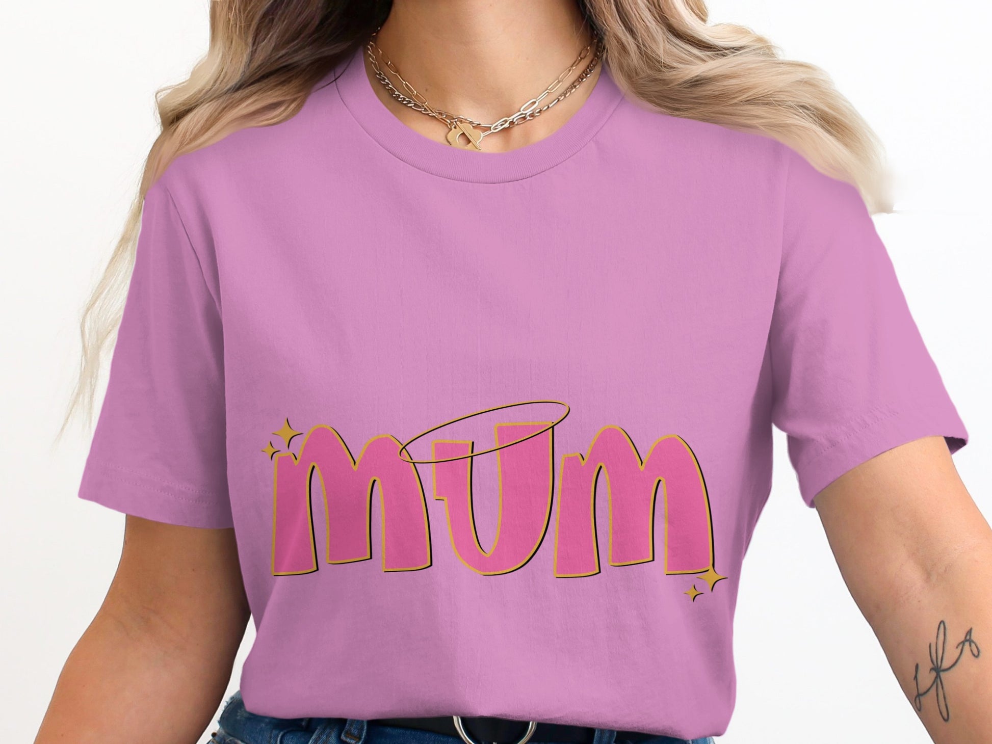 Mum Graphic T-Shirt with Gold Accent Design