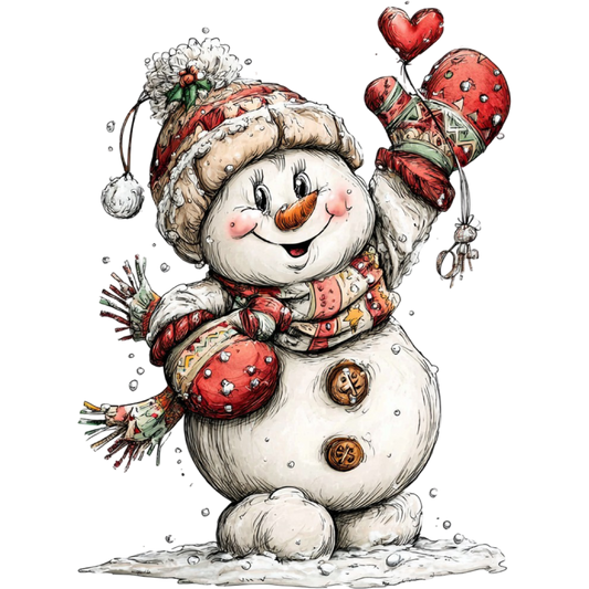 Cheerful Snowman with Heart Winter Decoration