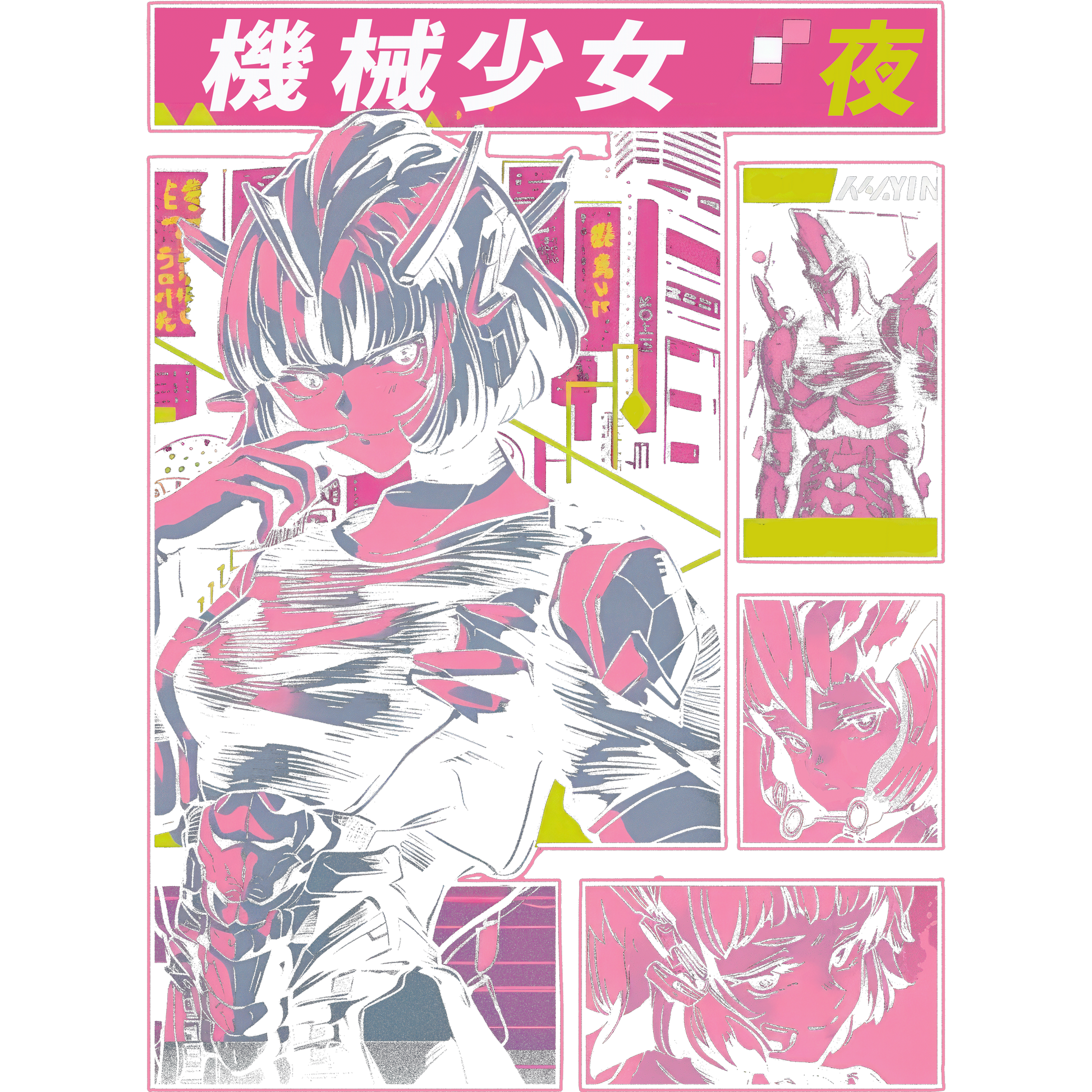 Futuristic illustrated anime art poster decor product