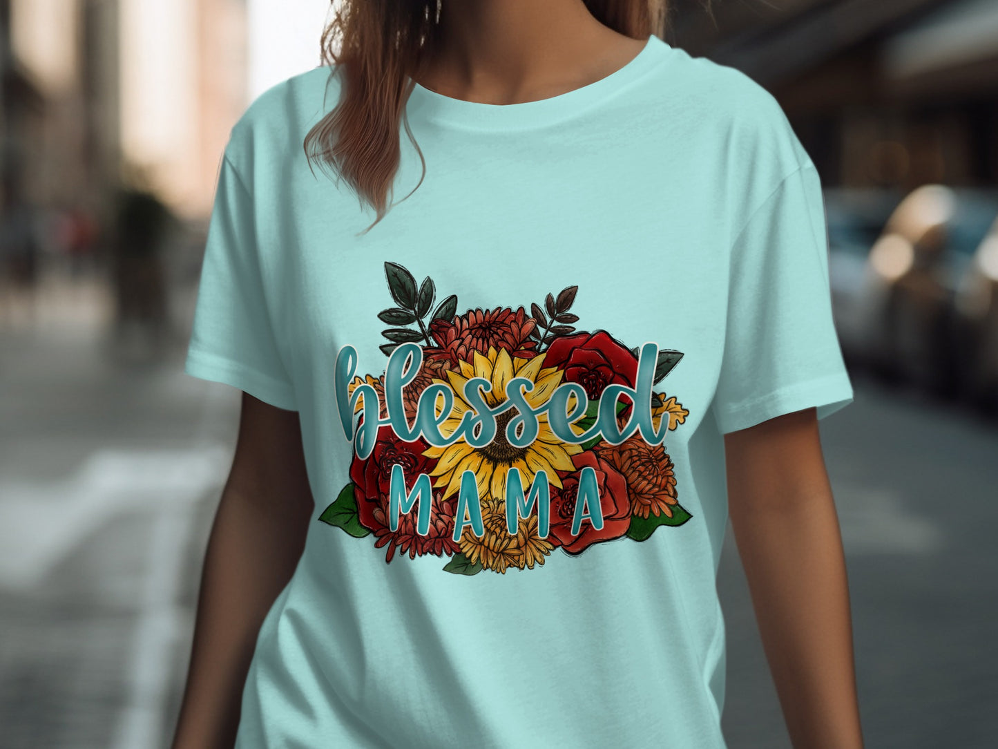Blessed Mama Floral Graphic Short Sleeve Tee