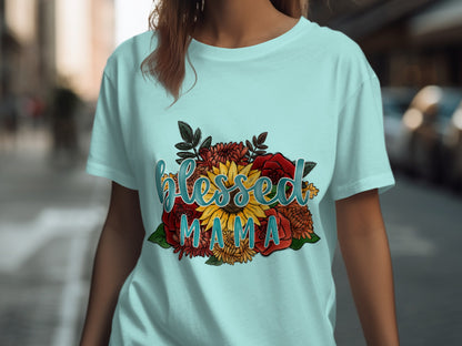 Blessed Mama Floral Graphic Short Sleeve Tee