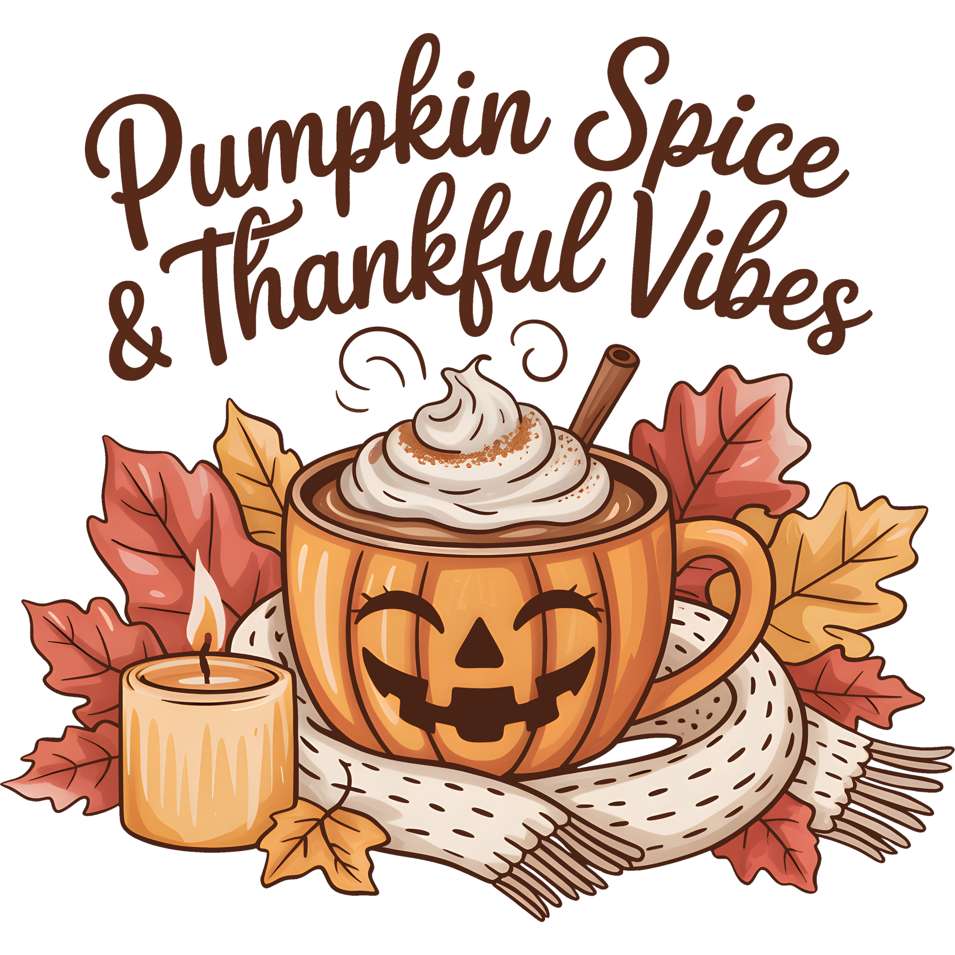 Cozy Pumpkin Spice and Thankful Vibes Fall Art Print