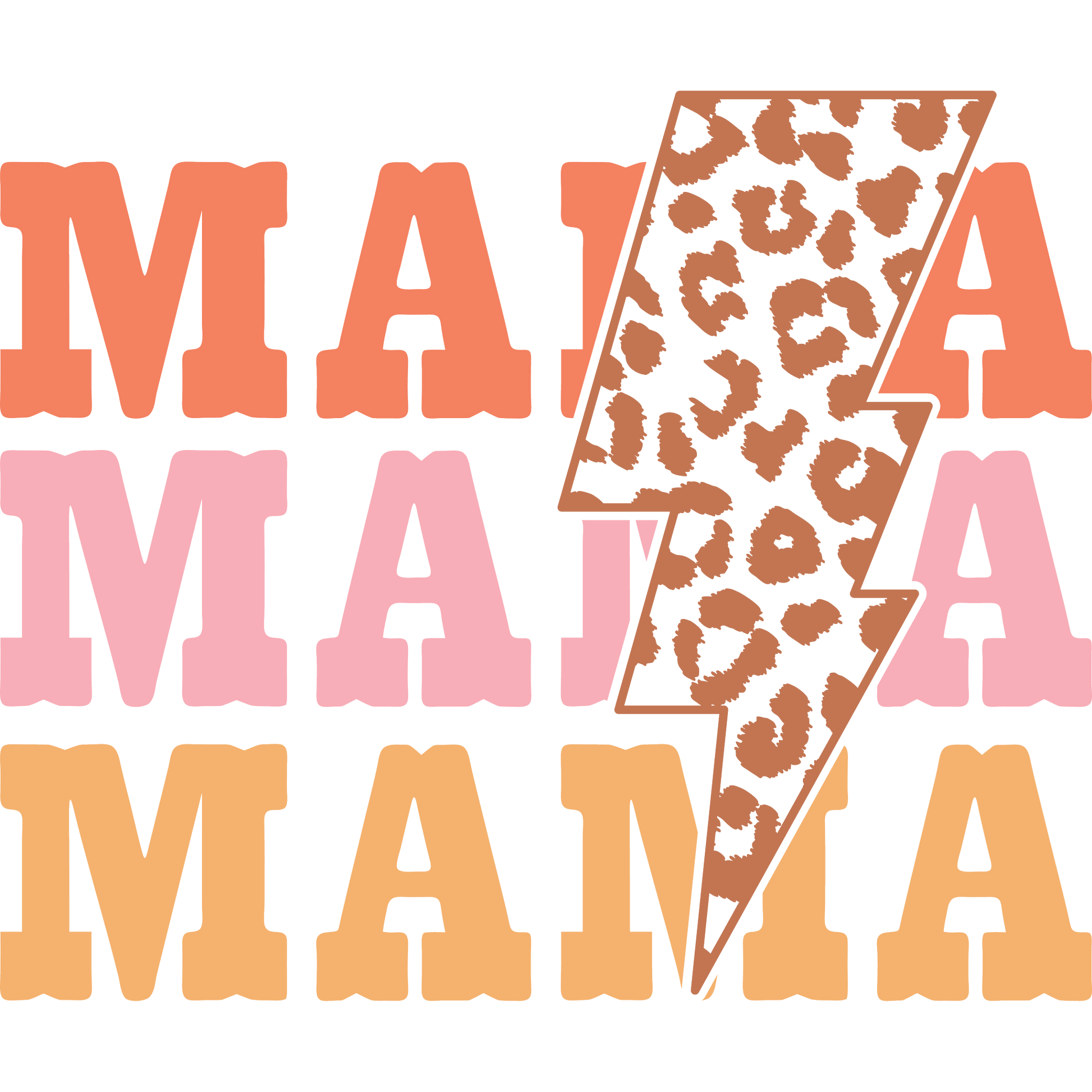 MAMA Leopard Print Lightning Bolt Graphic Shirt