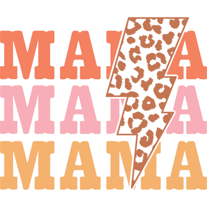 MAMA Leopard Print Lightning Bolt Graphic Shirt