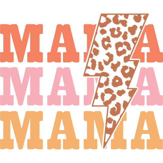 MAMA Leopard Print Lightning Bolt Graphic Shirt