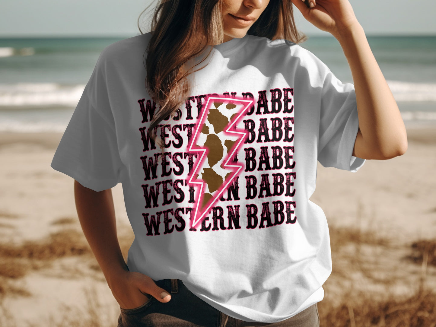 Western Babe Camouflage Lightning Bolt T-Shirt