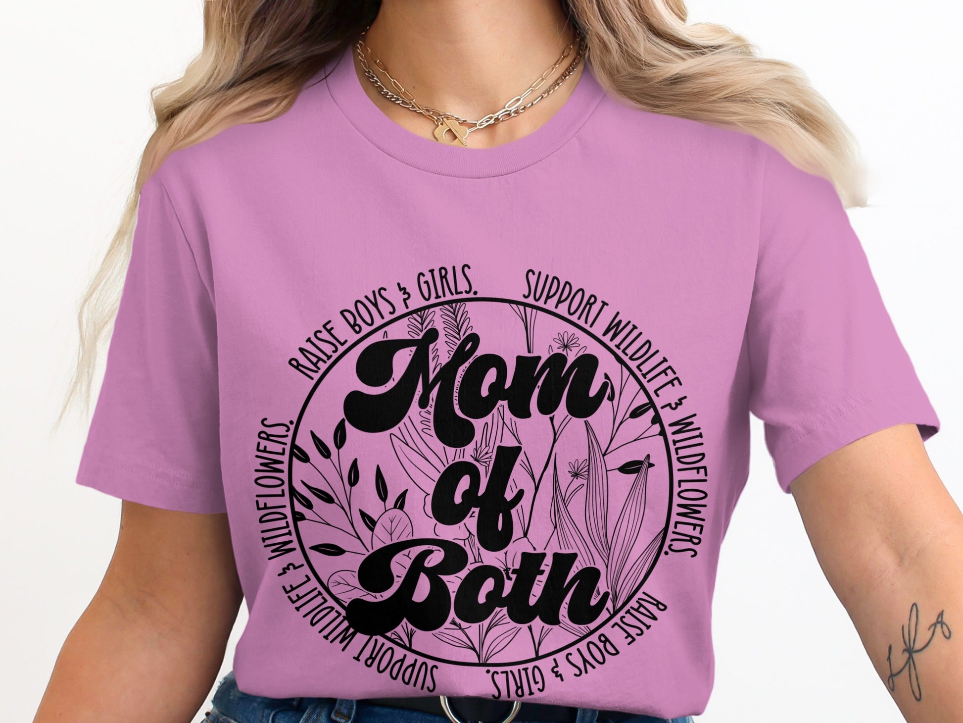 Mom of Both Graphic Tee Support Wildlife Raise Boys Girls