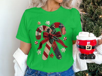 Festive Candy Cane Graphic Holiday Shirt