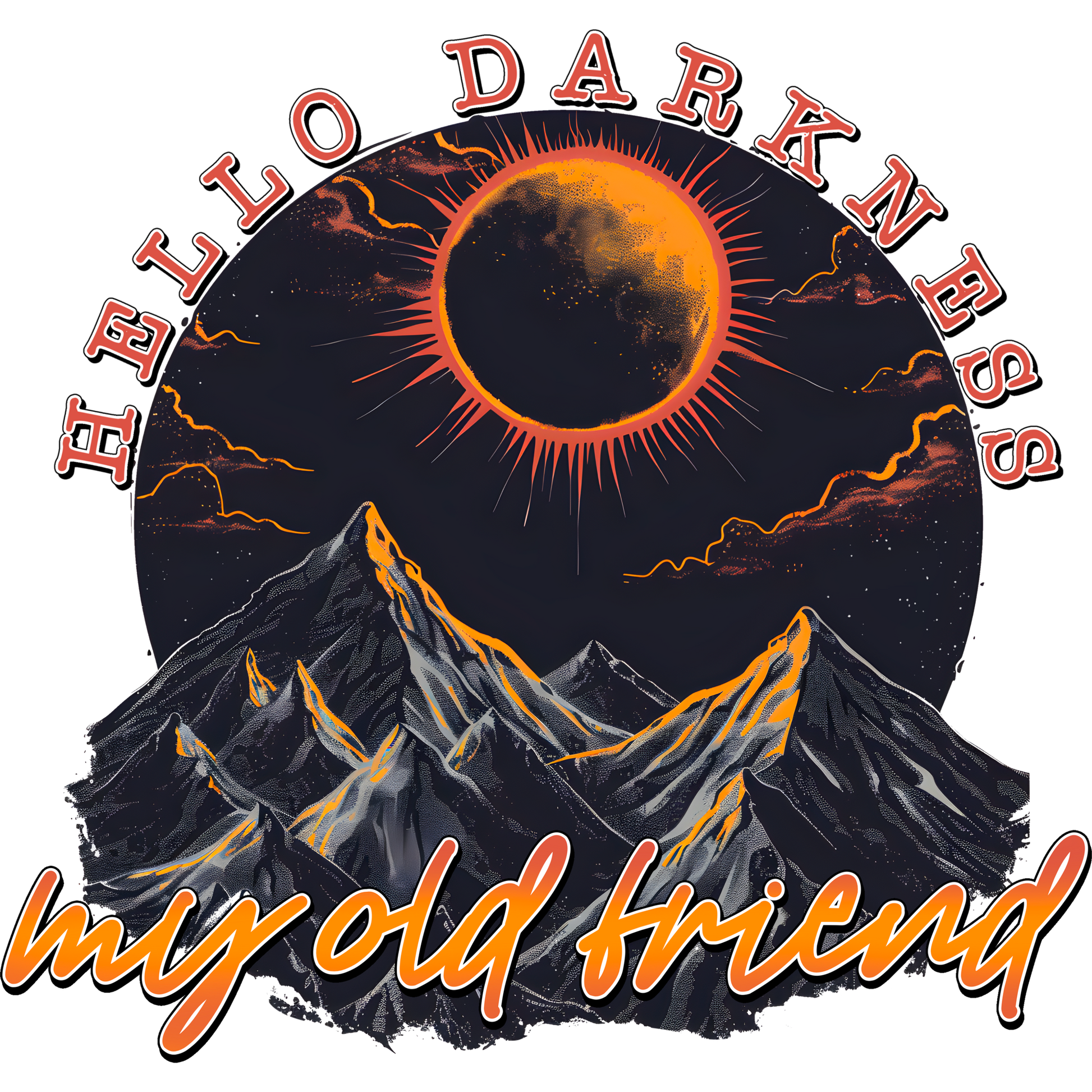 Hello Darkness My Old Friend Mountain Design Print