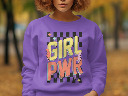 Bold Girl PWR Graphic on Purple Sweatshirt