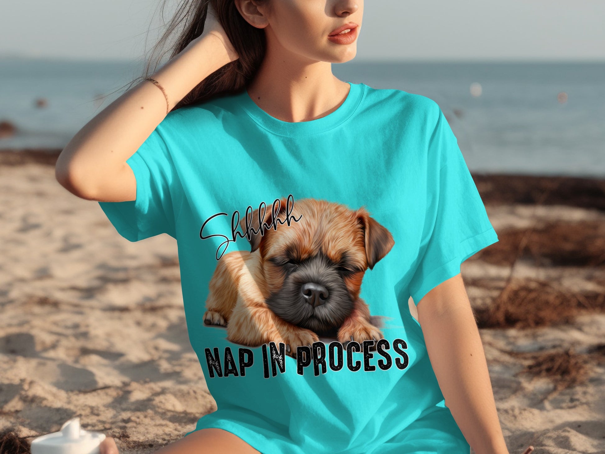 Shhh Nap In Process T-Shirt with Cute Sleeping Puppy