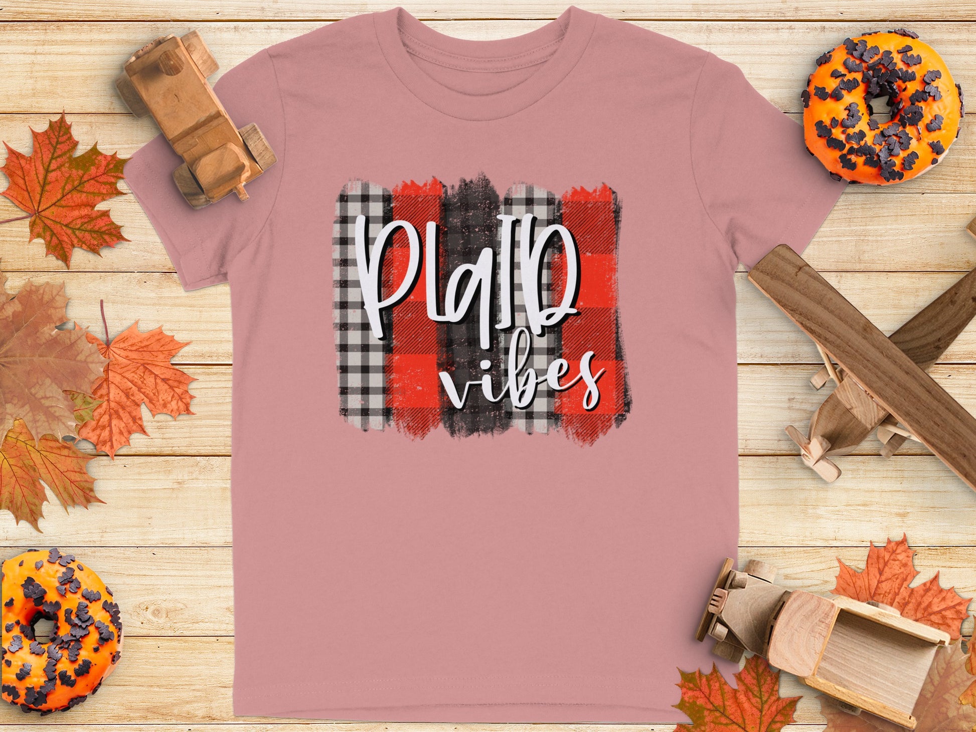 Plaid Vibes Graphic Tee Perfect for Fall Season