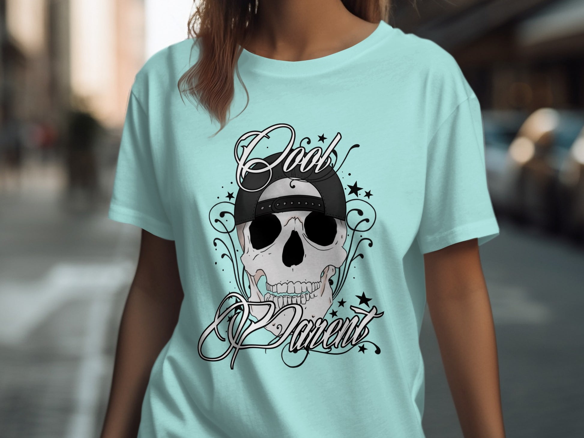Cool Parent Graphic Tee with Skull Design
