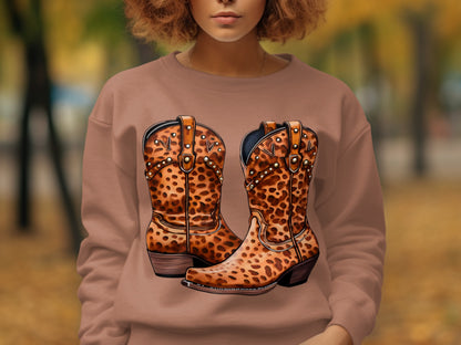 Leopard Print Cowboy Boots Graphic Sweatshirt product