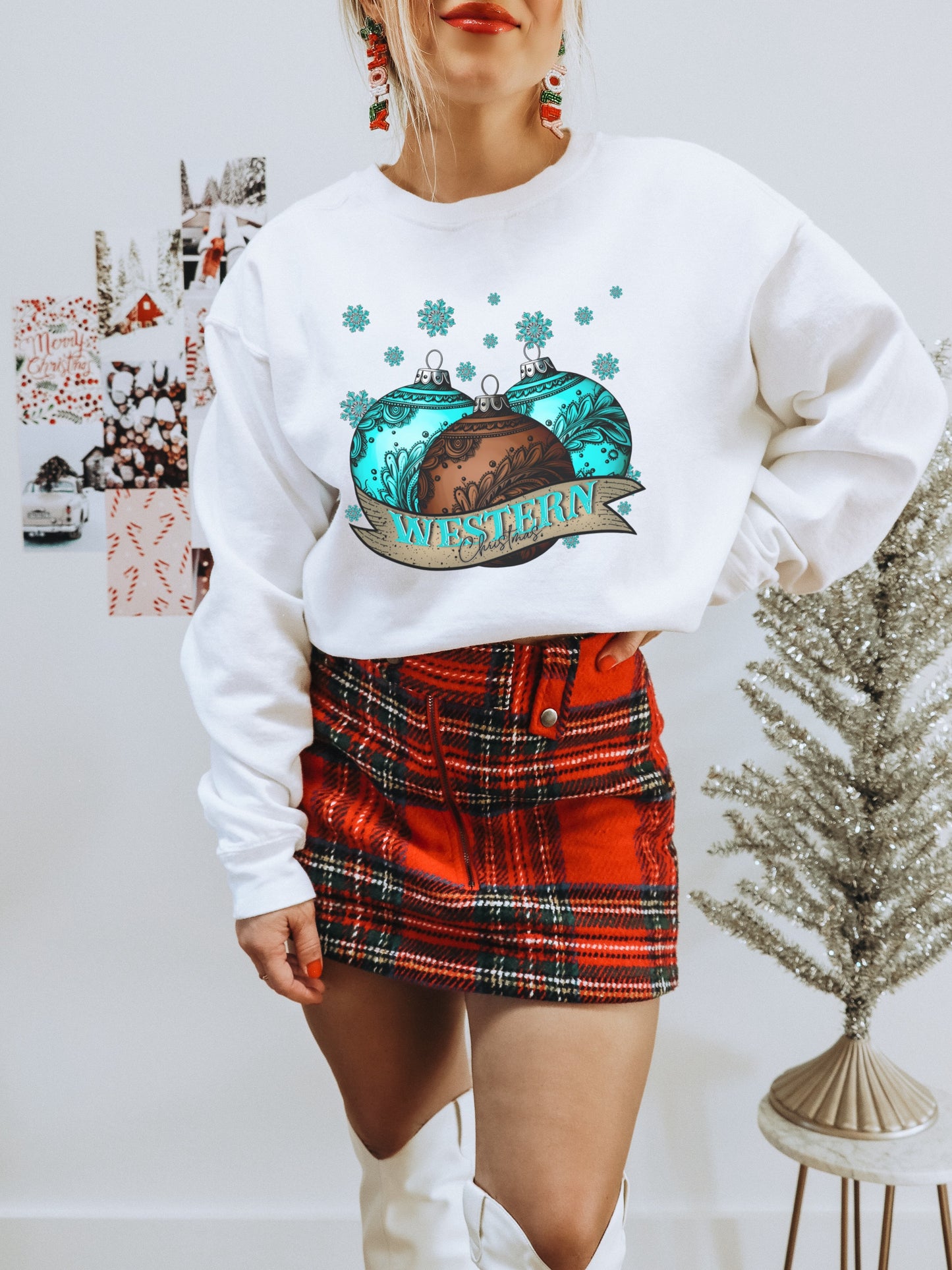 Christmas Western Oversize Sweater for Holiday Season