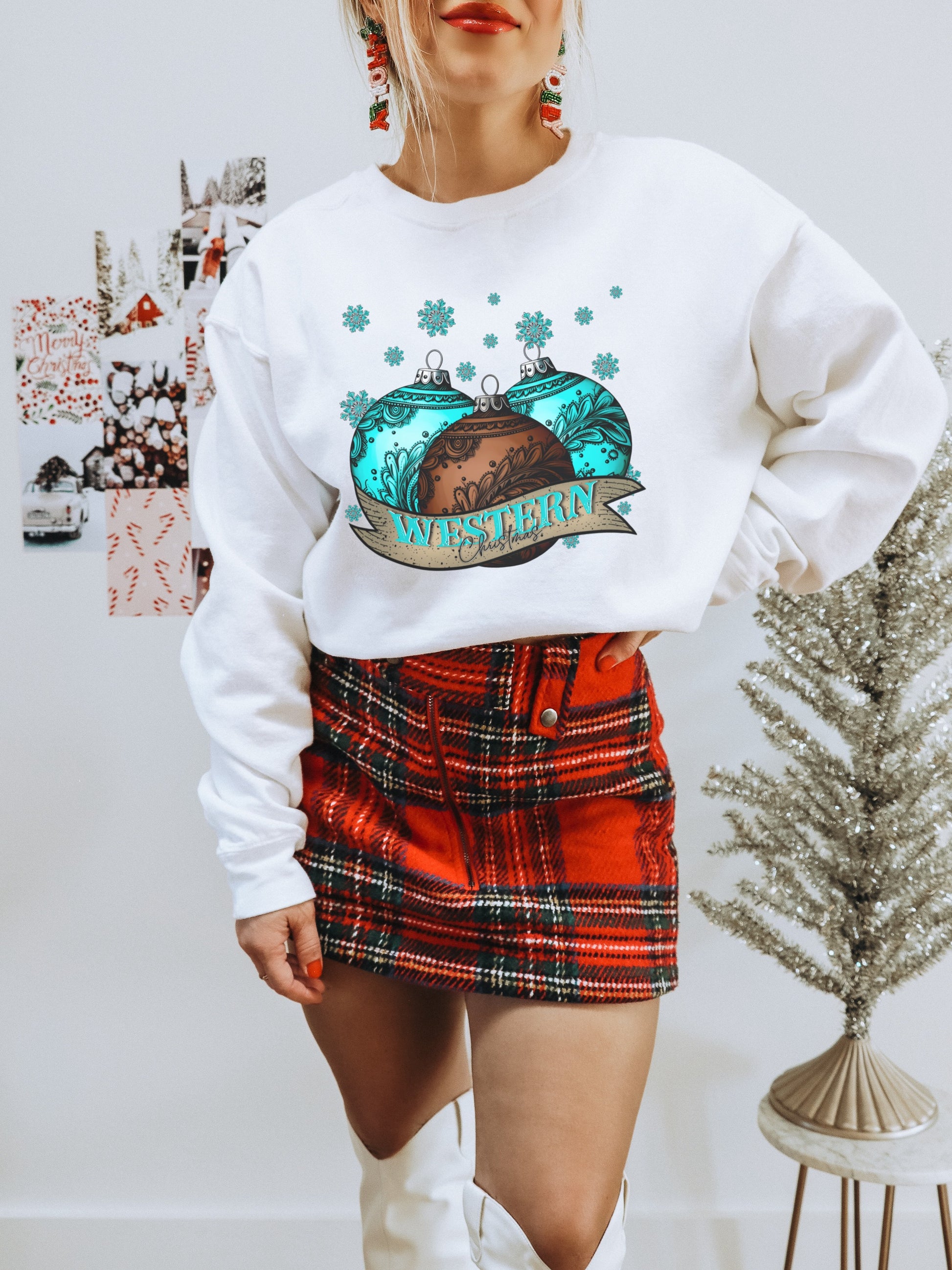 Christmas Western Oversize Sweater for Holiday Season