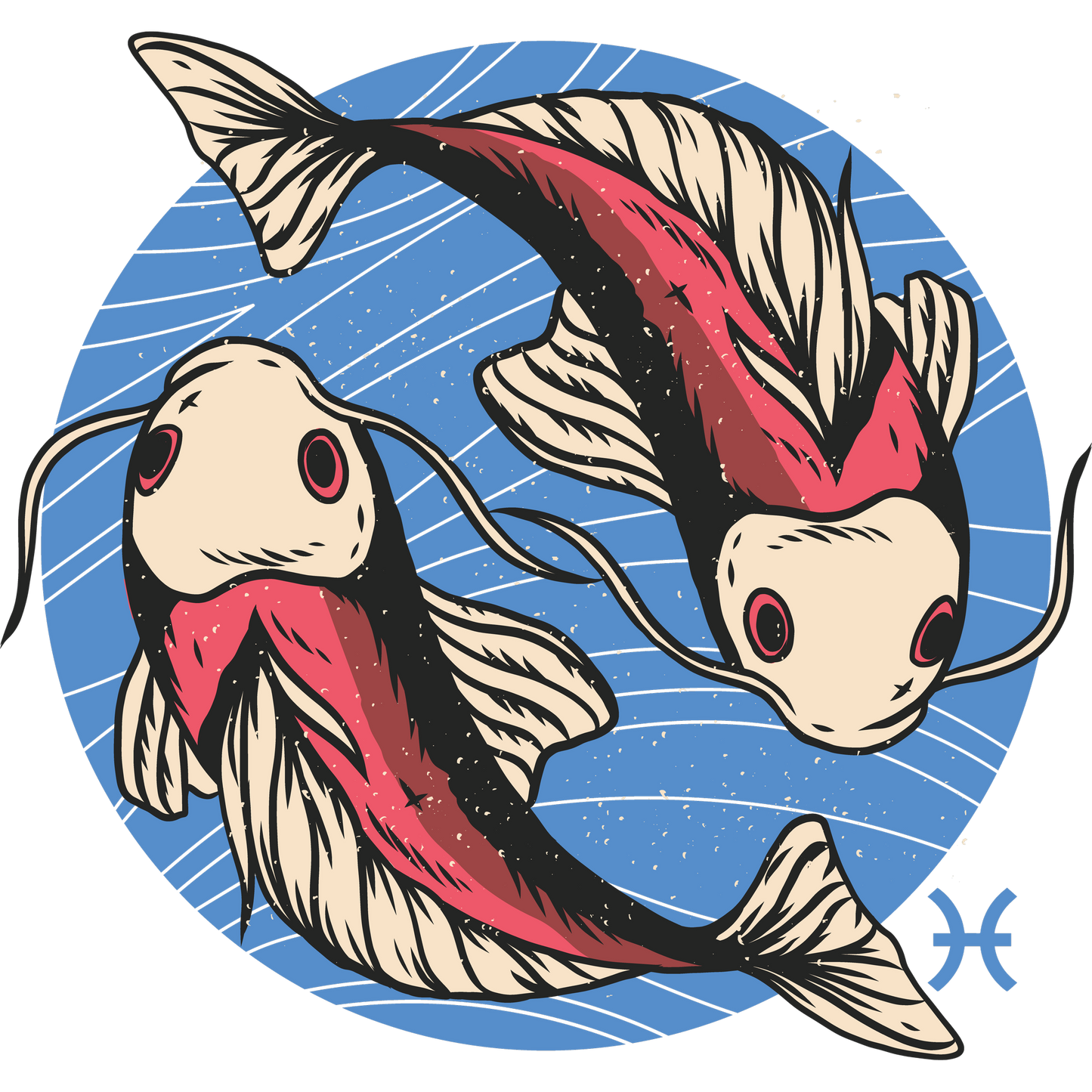 Pisces Zodiac Art Featuring Two Koi Fish Product