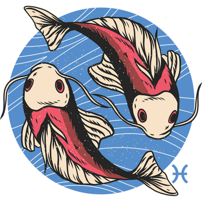 Pisces Zodiac Art Featuring Two Koi Fish Product