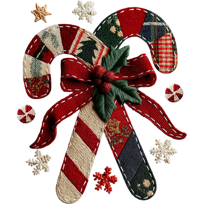 Festive Peppermint Candy Cane with Bow for Holiday Decor
