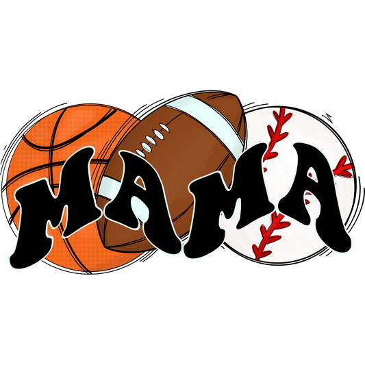 Sports Themed Mama Shirt with Basketball Football Baseball