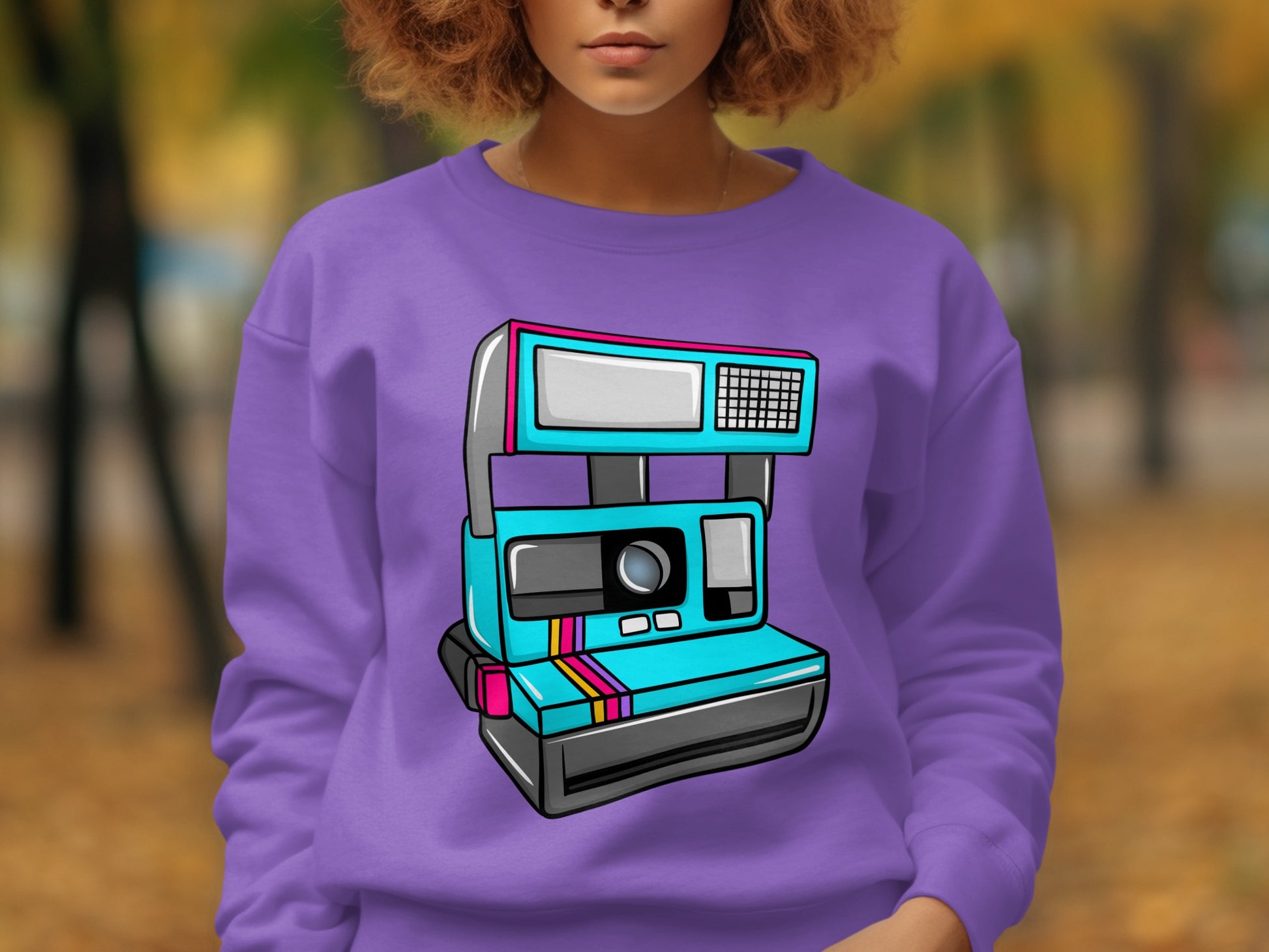 Retro Instant Camera Design Crewneck Sweatshirt