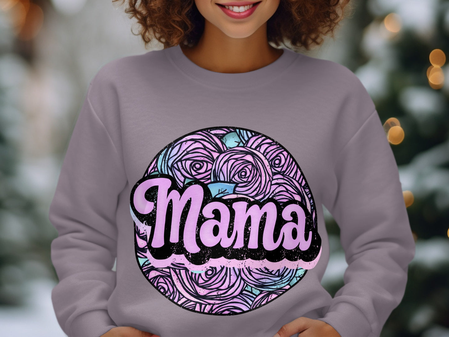 Colorful Mama Graphic Pullover For Seasonal Occasions