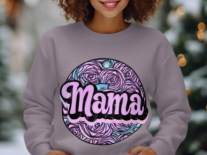 Colorful Mama Graphic Pullover For Seasonal Occasions