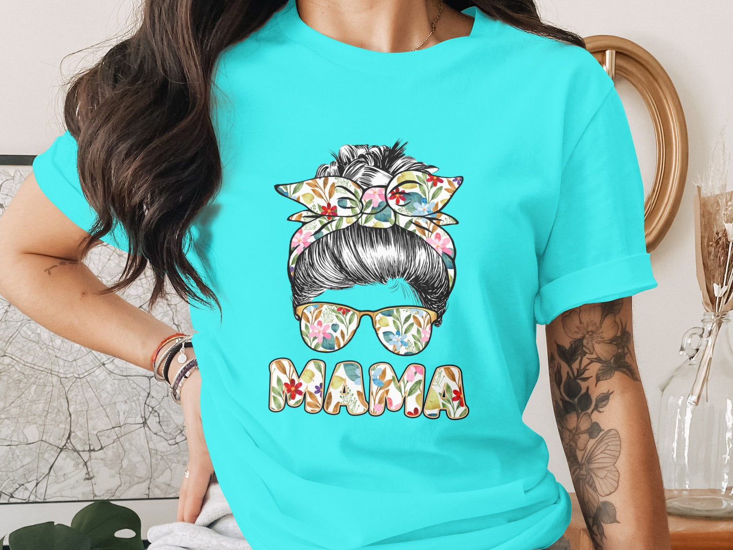 Colorful Floral Mama Design Graphic T-shirt Product