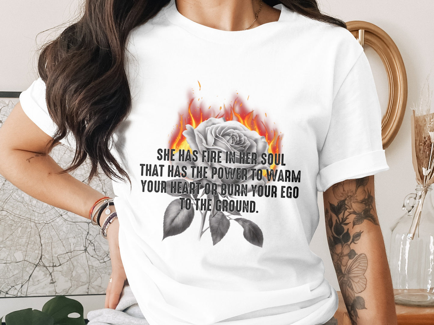 She Has Fire In Her Soul White Graphic Tee