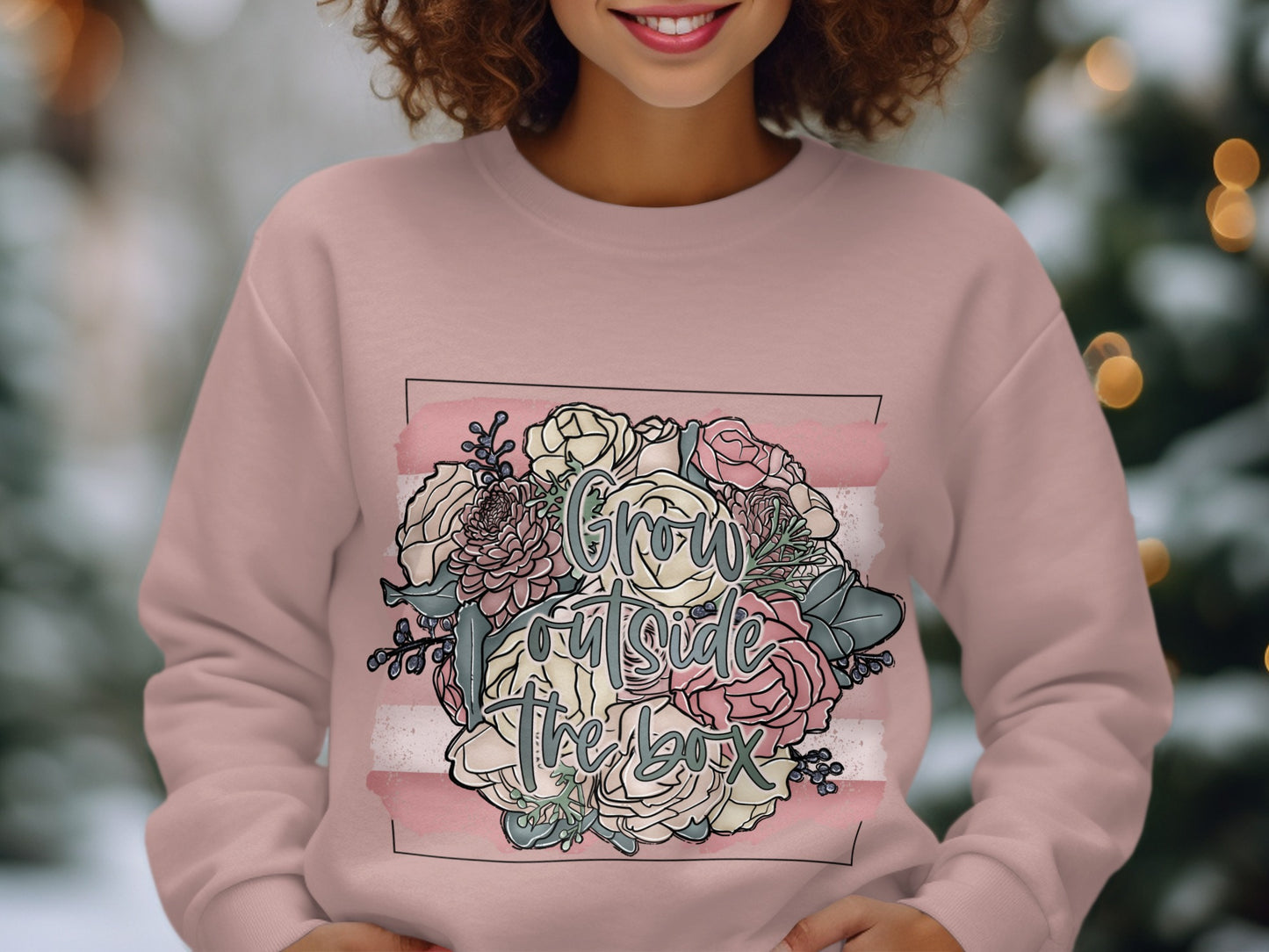 Grow Outside The Box Floral Design Sweatshirt