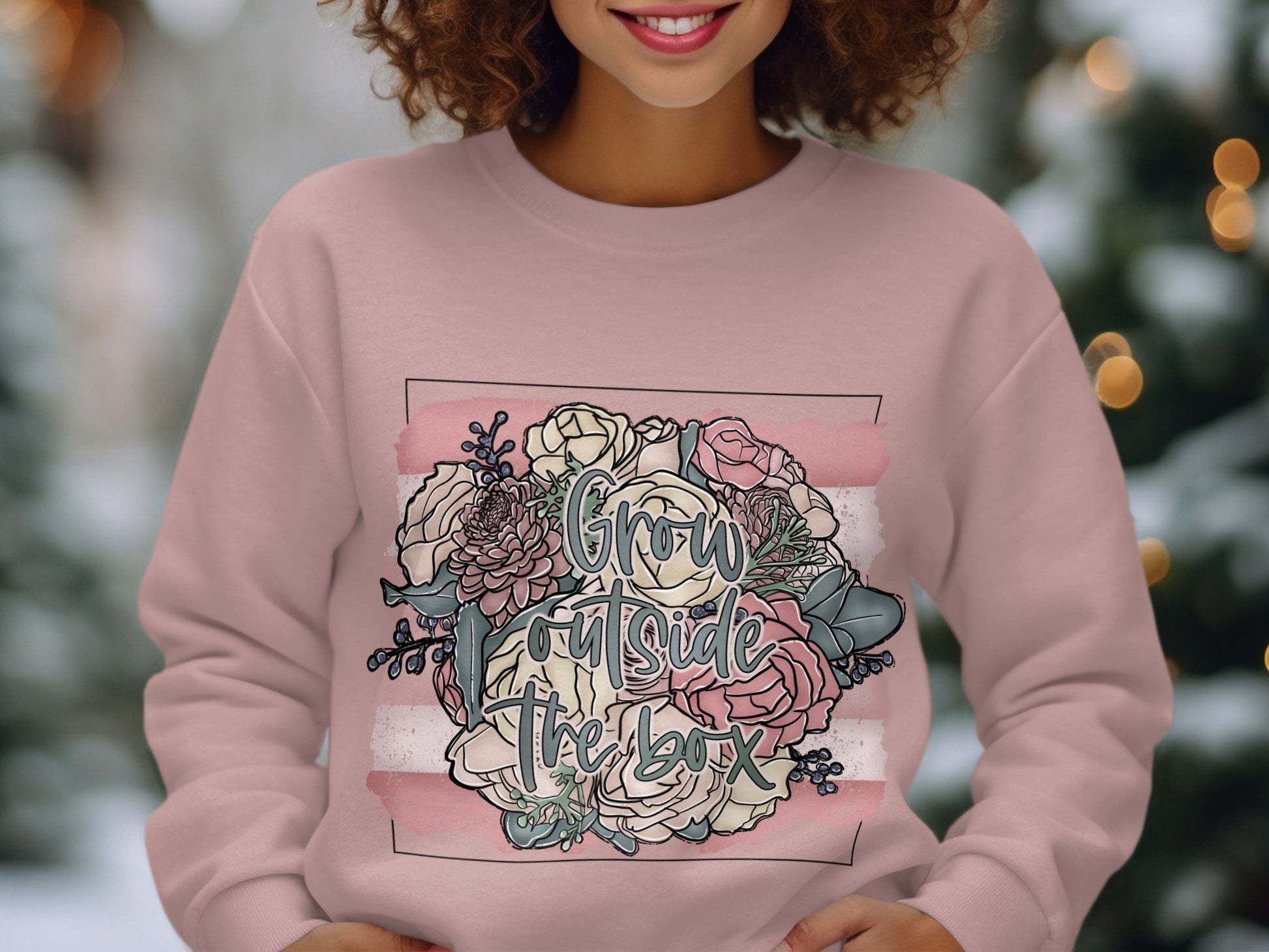 Grow Outside The Box Floral Design Sweatshirt