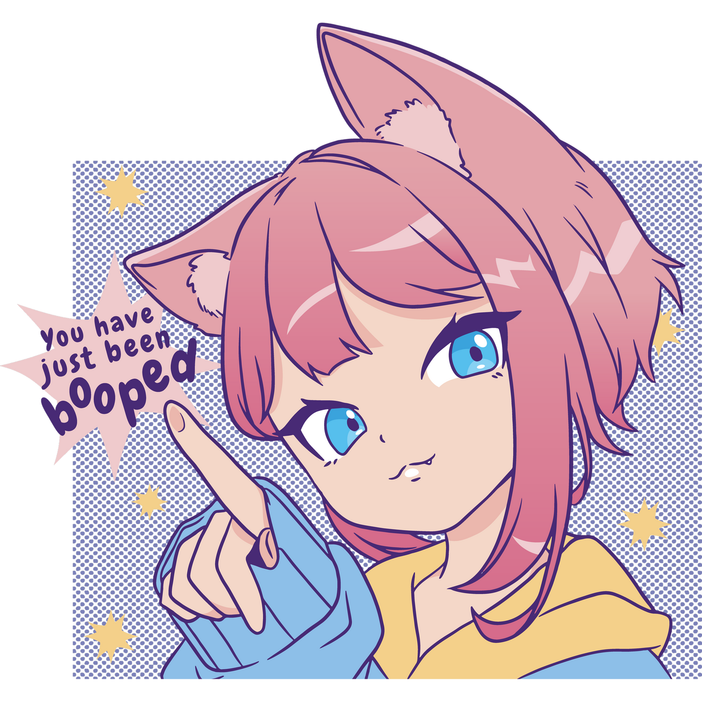 Cute Anime Cat-eared Character Art Booped Print