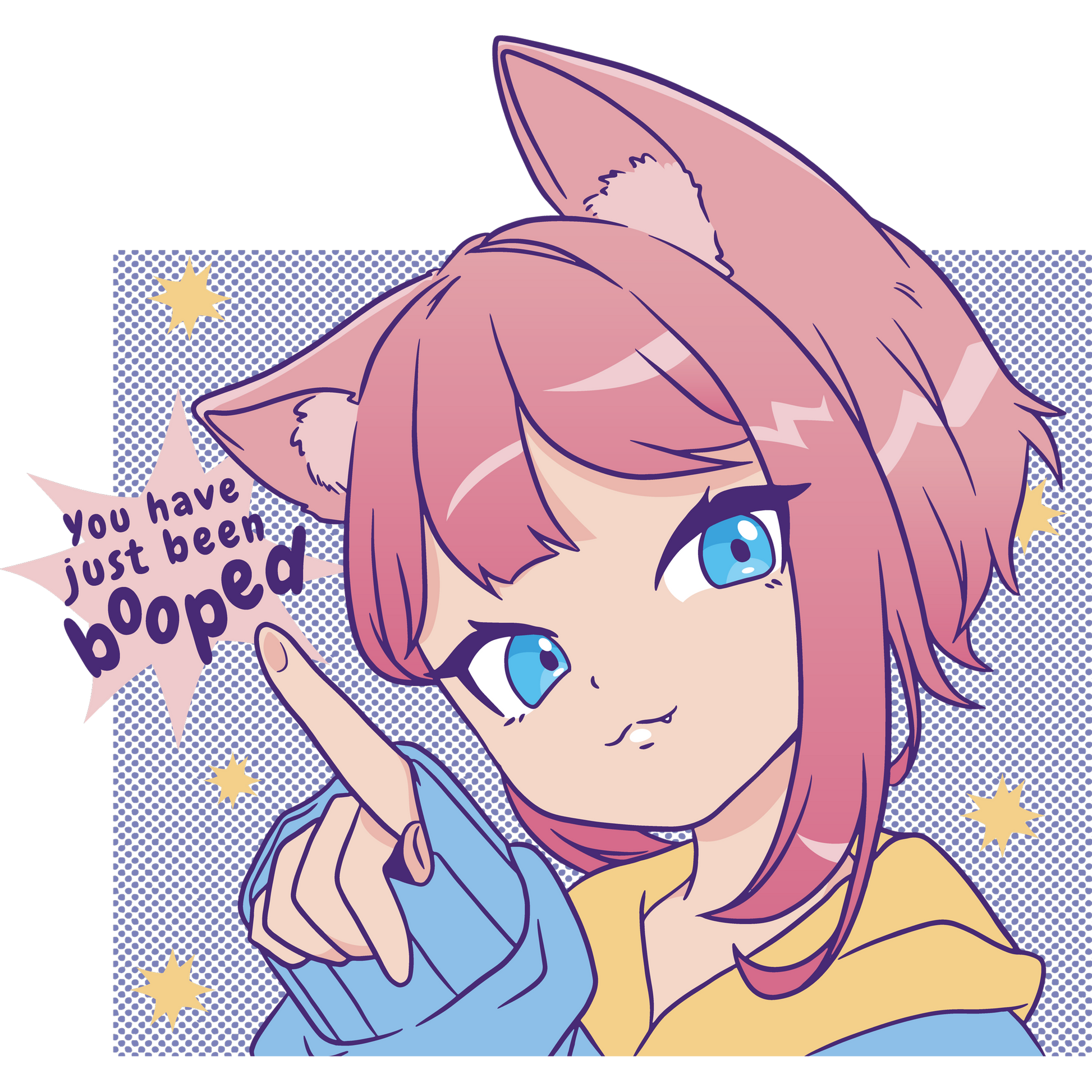 Cute Anime Cat-eared Character Art Booped Print