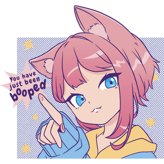 Cute Anime Cat-eared Character Art Booped Print