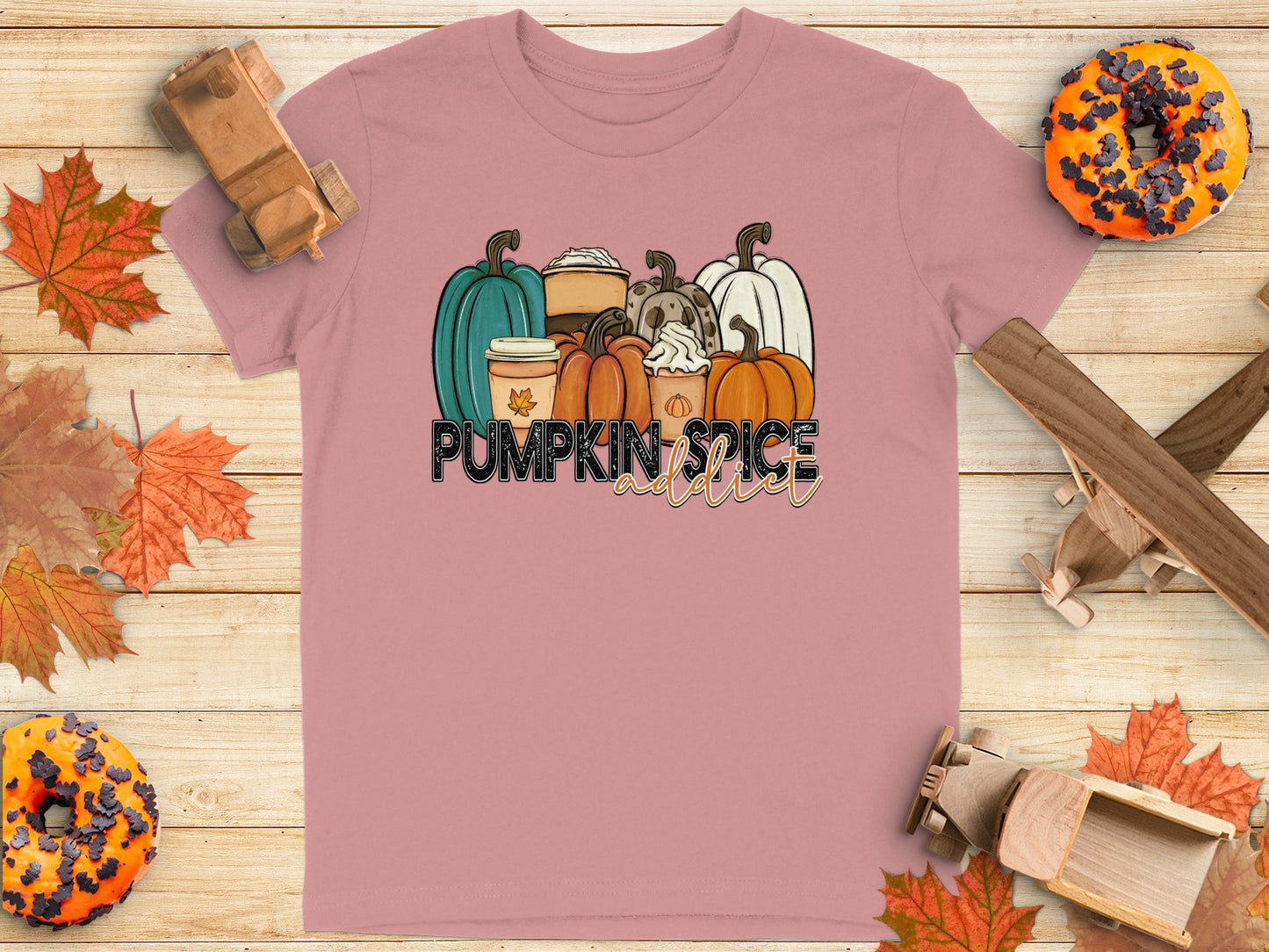 Pumpkin Spice Addict Colorful Fall T-Shirt Product