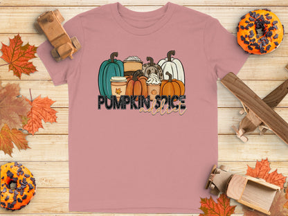 Pumpkin Spice Addict Colorful Fall T-Shirt Product