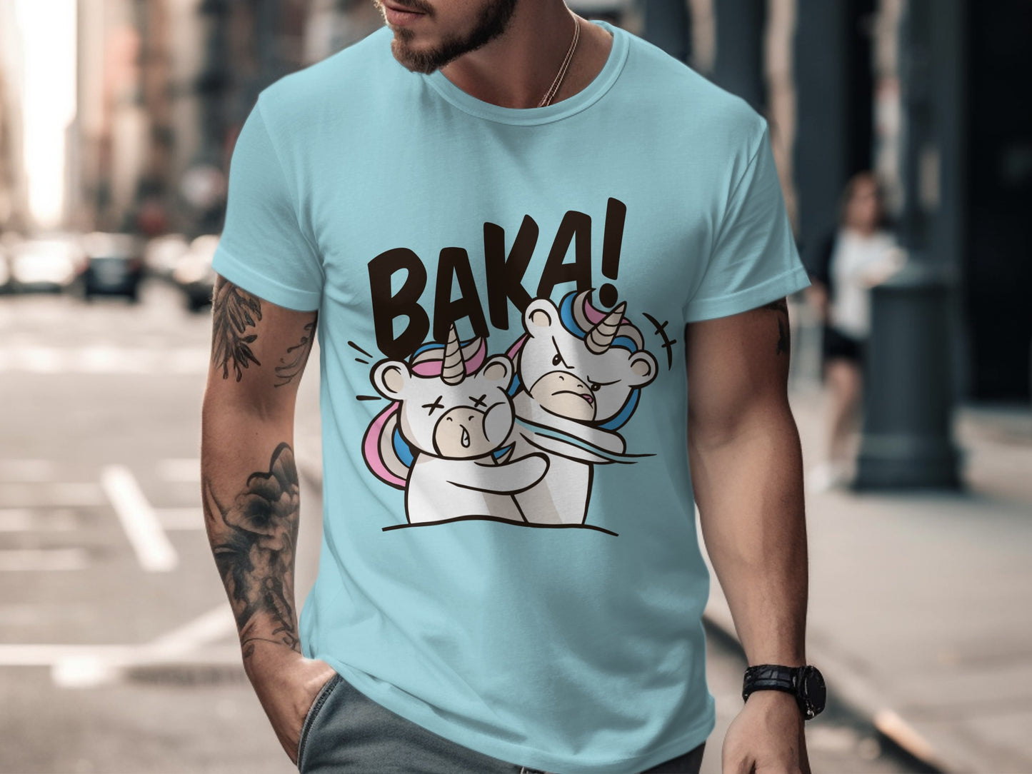 Cute Anime Unicorns Hug Baka Graphic Tee product