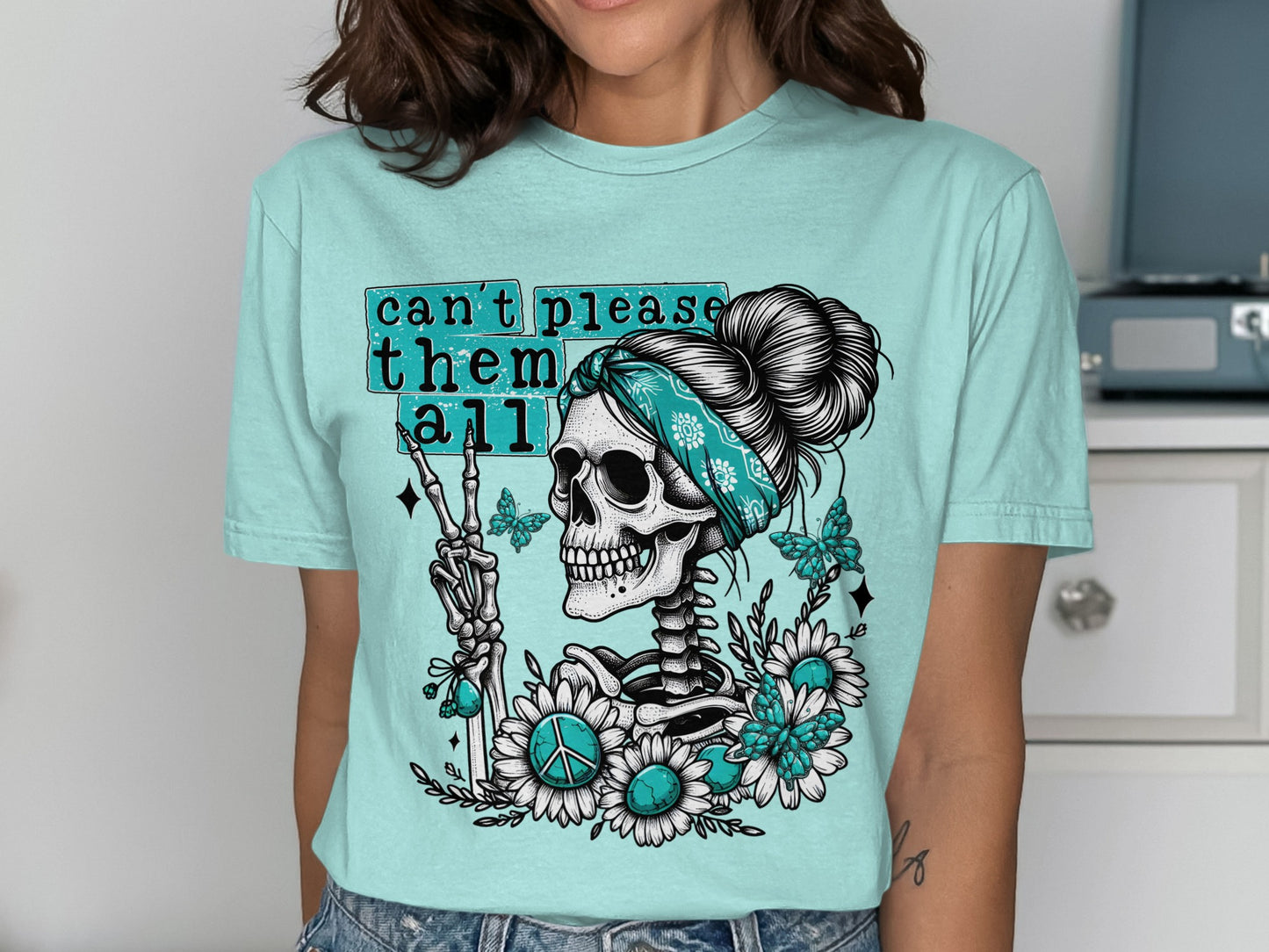 Can't Please Them All Peaceful Skull Graphic