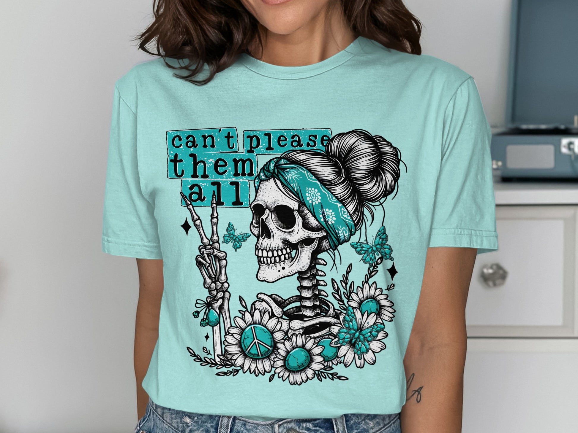 Can't Please Them All Peaceful Skull Graphic