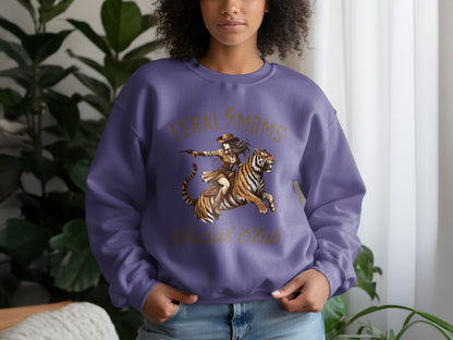 Feral Moms Social Club Sweatshirt Tiger Design