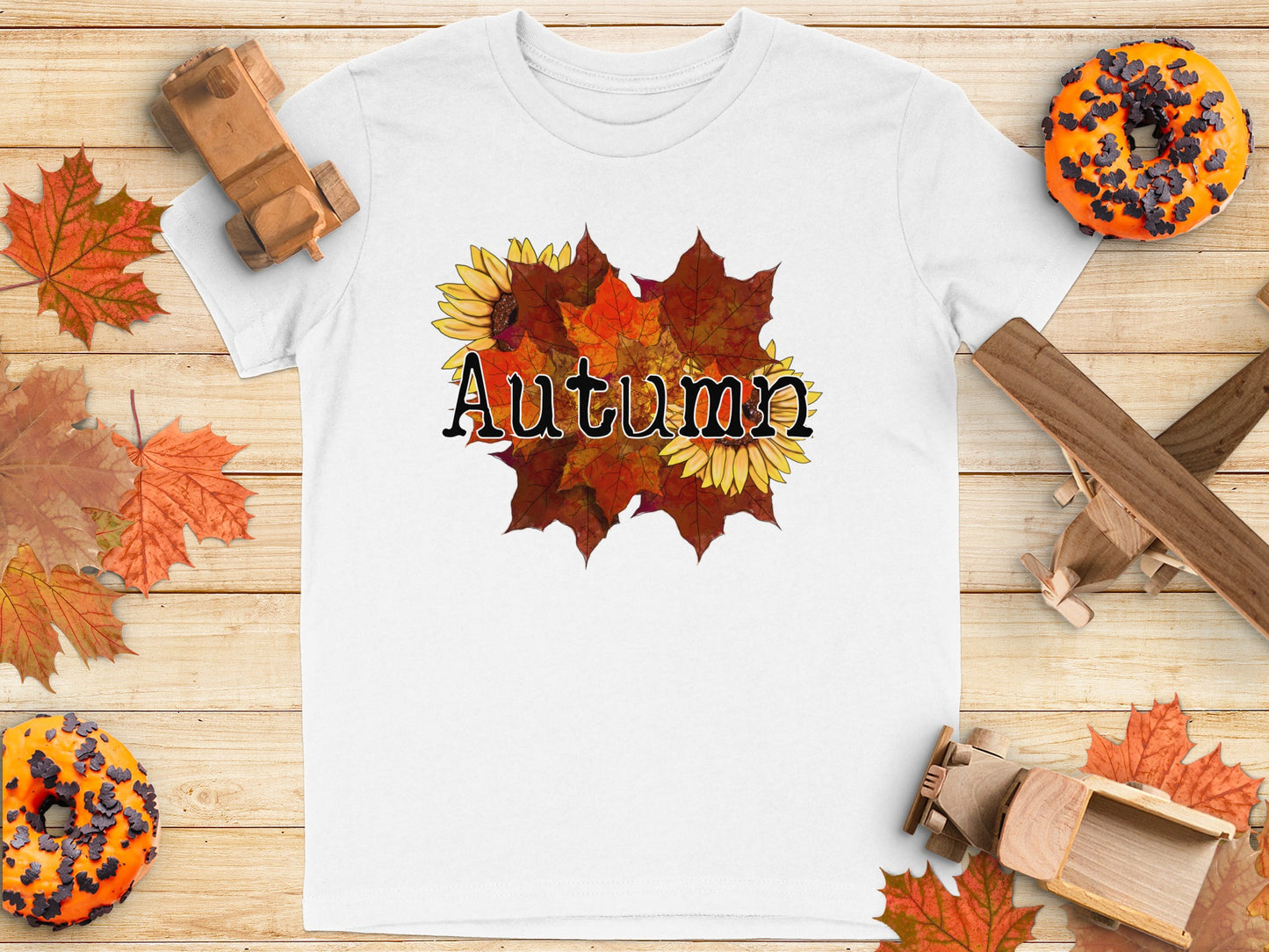 Autumn Leaves and Sunflowers Graphic Shirt