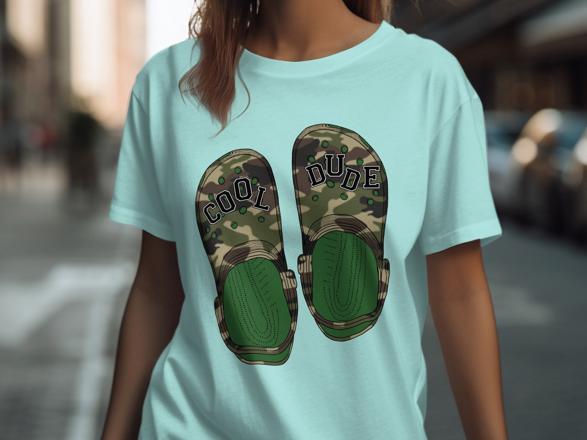 Cool Dude Camouflage Flip Flops Graphic T-Shirt