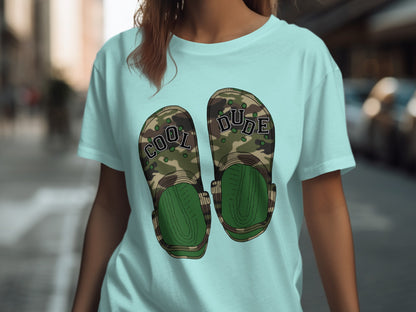 Cool Dude Camouflage Flip Flops Graphic T-Shirt