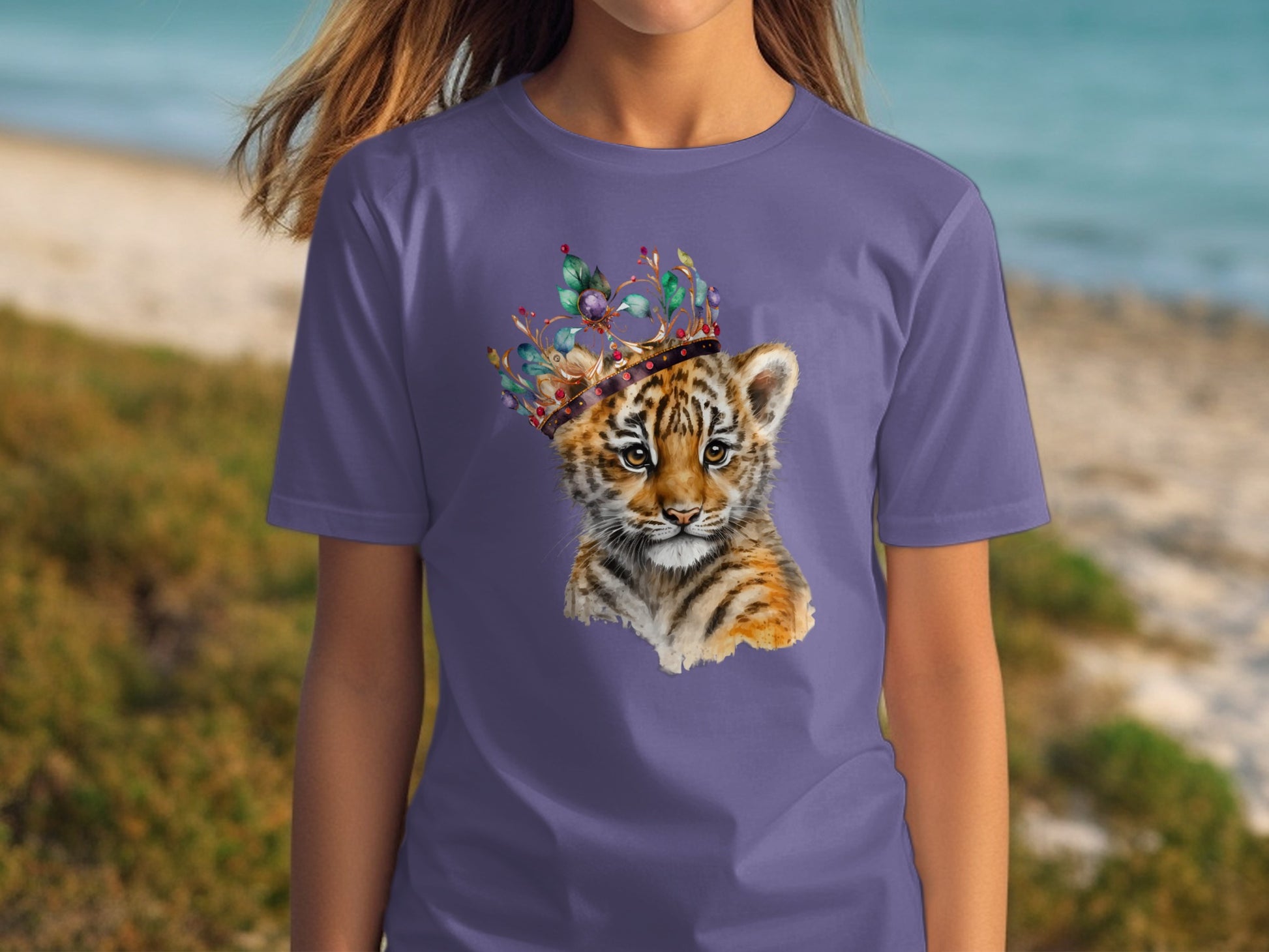 Cute Baby Tiger with Crown Graphic Design Shirt