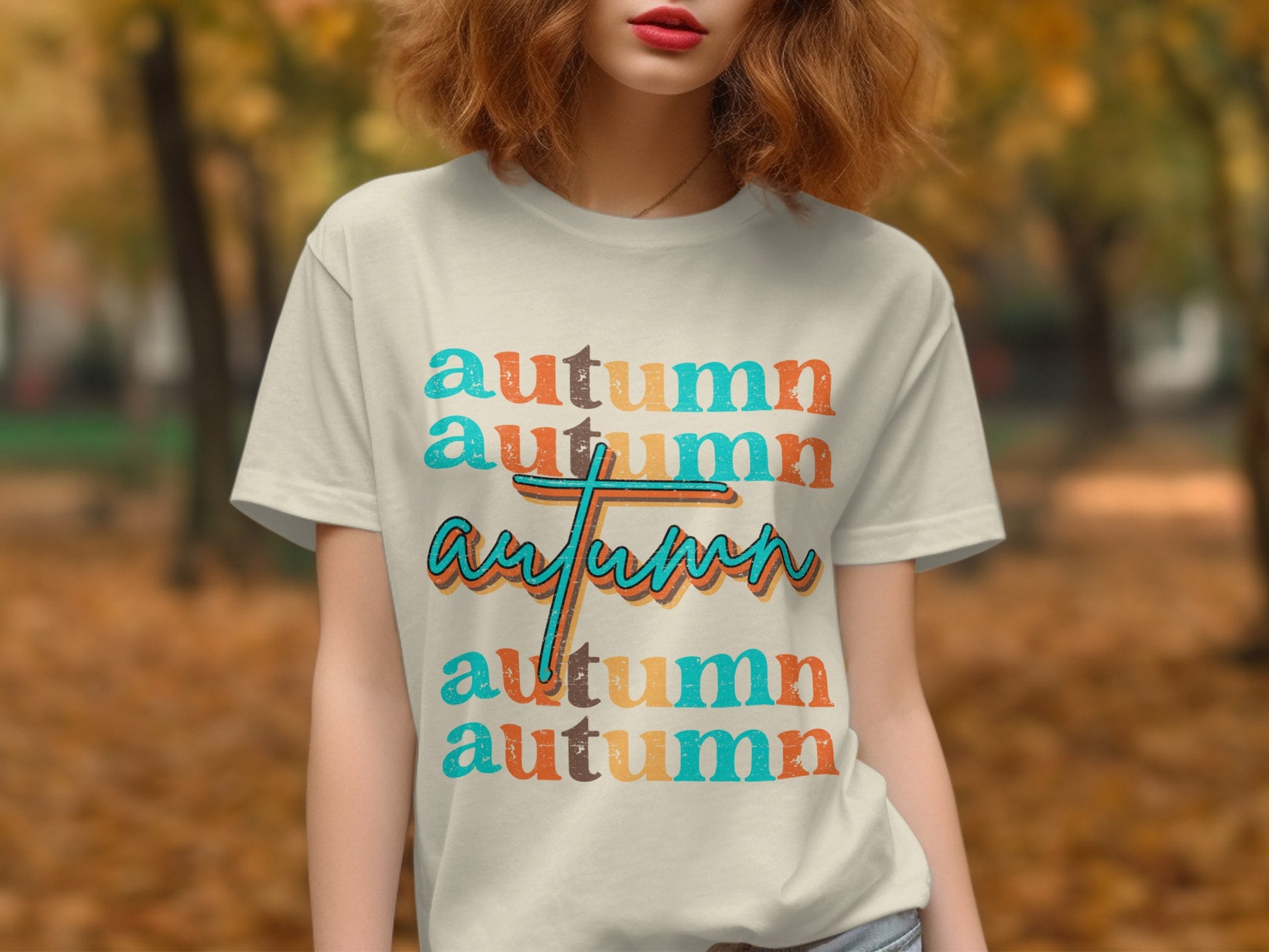 Colorful Autumn Graphic Print T-Shirt