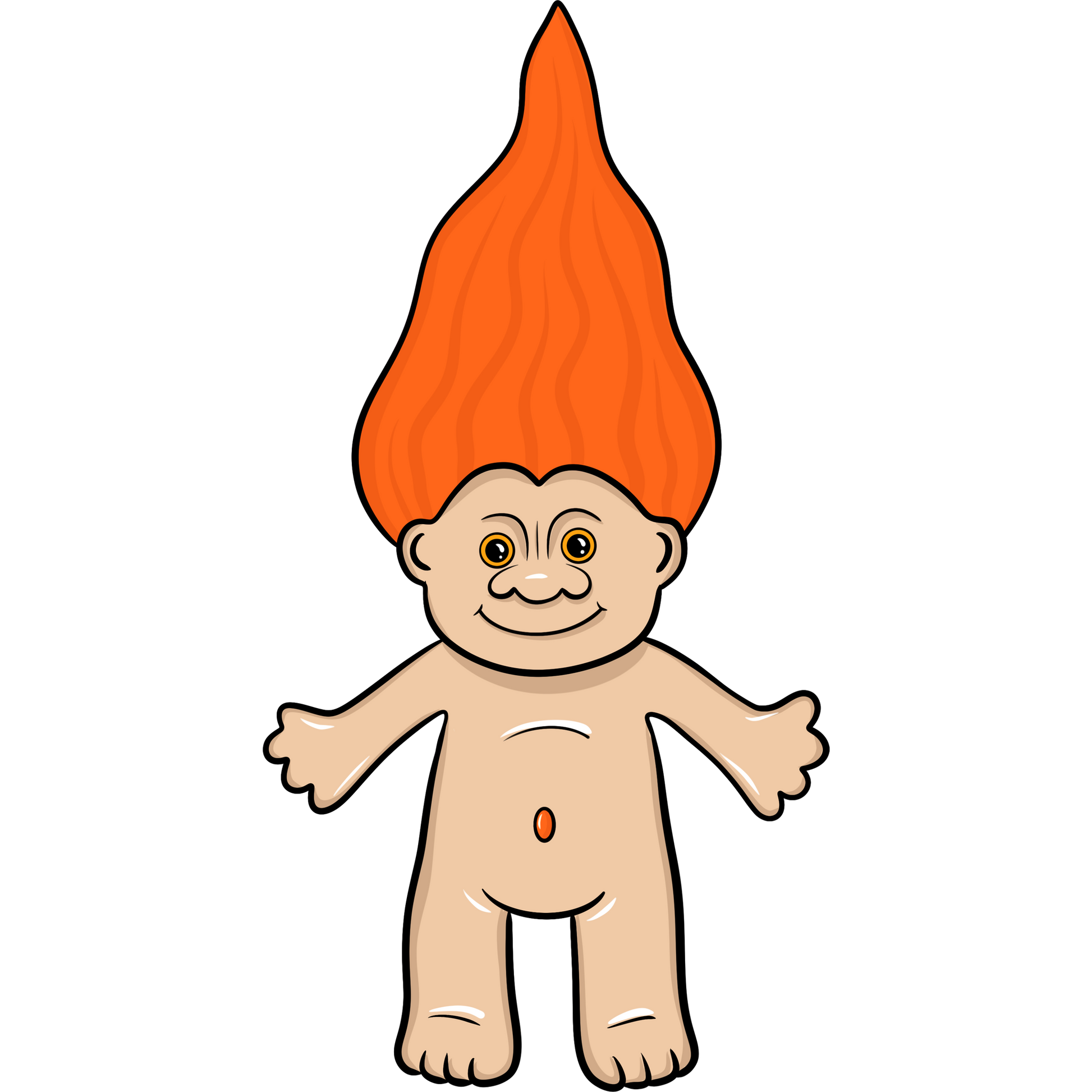Vintage Naked Troll Doll with Orange Hair Toy Collectible