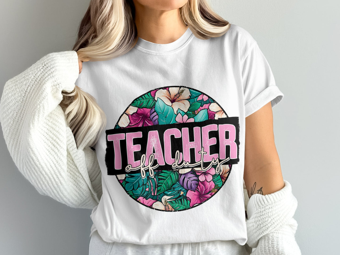 Teacher Off Duty Floral Graphic Printed Shirt