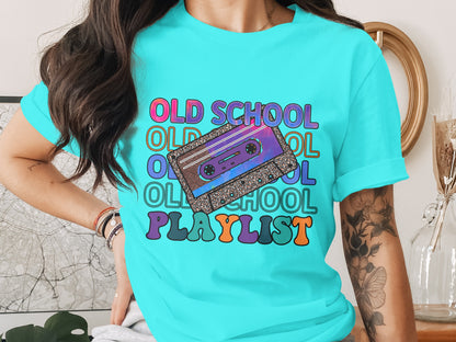 Old School Playlist Graphic Tee Retro Music Design